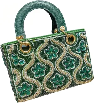 Beaded Purse hinestone Flower Print Evening Beaded Handbag for Women Dressy Wedding Guest Bag Party Bridal Accessory