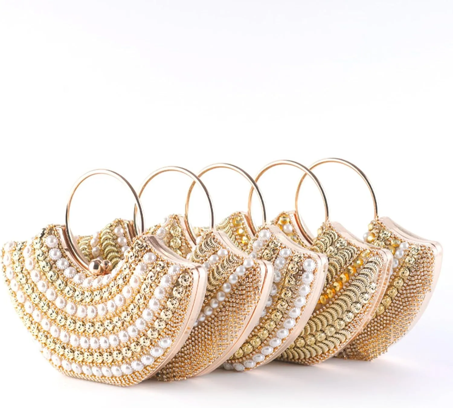Beaded Purse Metal Handle Evening Beaded Handbag for Women Dressy vintage Wedding Guest Bag Party Bridal Accessory