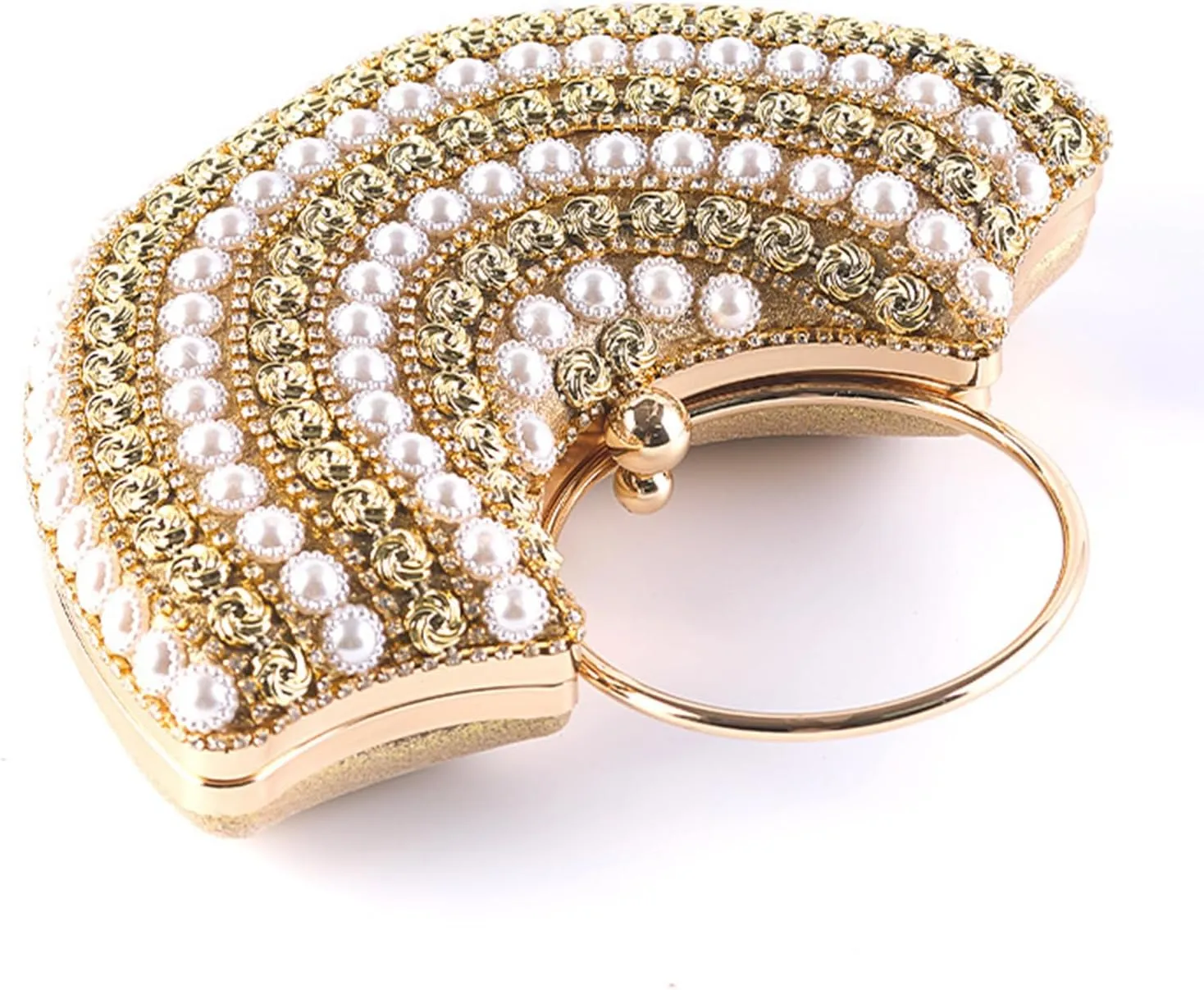 Beaded Purse Metal Handle Evening Beaded Handbag for Women Dressy vintage Wedding Guest Bag Party Bridal Accessory