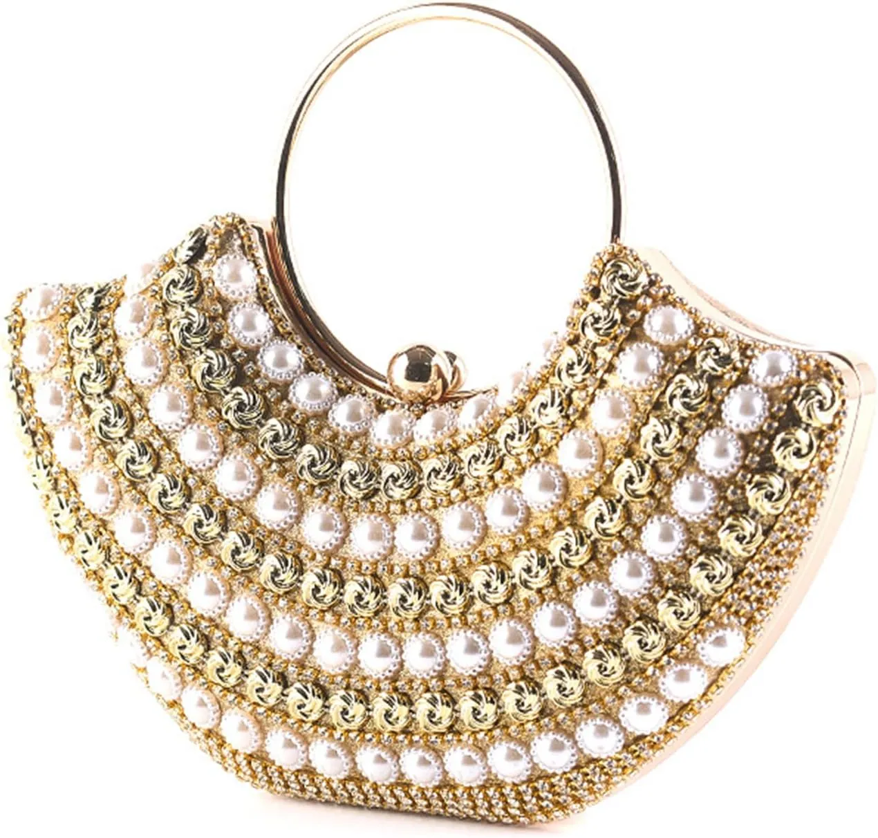 Beaded Purse Metal Handle Evening Beaded Handbag for Women Dressy vintage Wedding Guest Bag Party Bridal Accessory