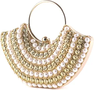 Beaded Purse Metal Handle Evening Beaded Handbag for Women Dressy vintage Wedding Guest Bag Party Bridal Accessory