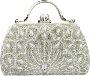 Beaded Purse Peacock Diamond Evening Beaded Handbag for Women Vintage Dressy Wedding Guest Bag Party Bridal Accessory