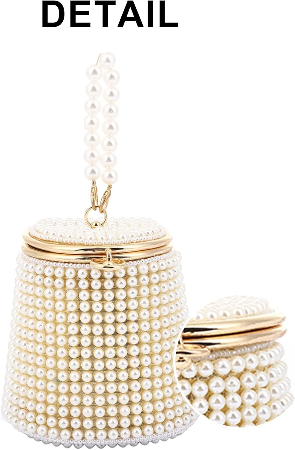 Beaded Purse Pearl Beaded Bucket Handbag for Women Evening Dressy Fashionable Wedding Guest Bag Party Bridal Accessory Gift