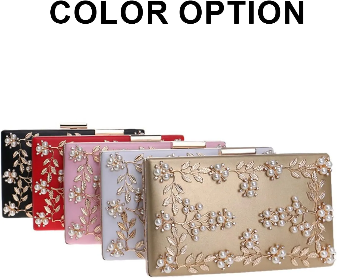 Beaded Purse Pearl Beaded Handbag Floral Embellished Dressy Evening Clutch for Women Weeding Party Bridal Accessory Bag