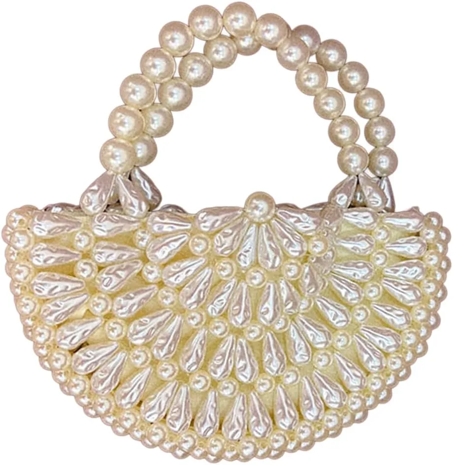 Beaded Purse Pearl Beaded Handbag for Women Crossbody Bags Dressy Fashionable Wedding Guest Clutch Party Bridal Accessory