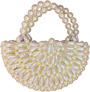 Beaded Purse Pearl Beaded Handbag for Women Crossbody Bags Dressy Fashionable Wedding Guest Clutch Party Bridal Accessory