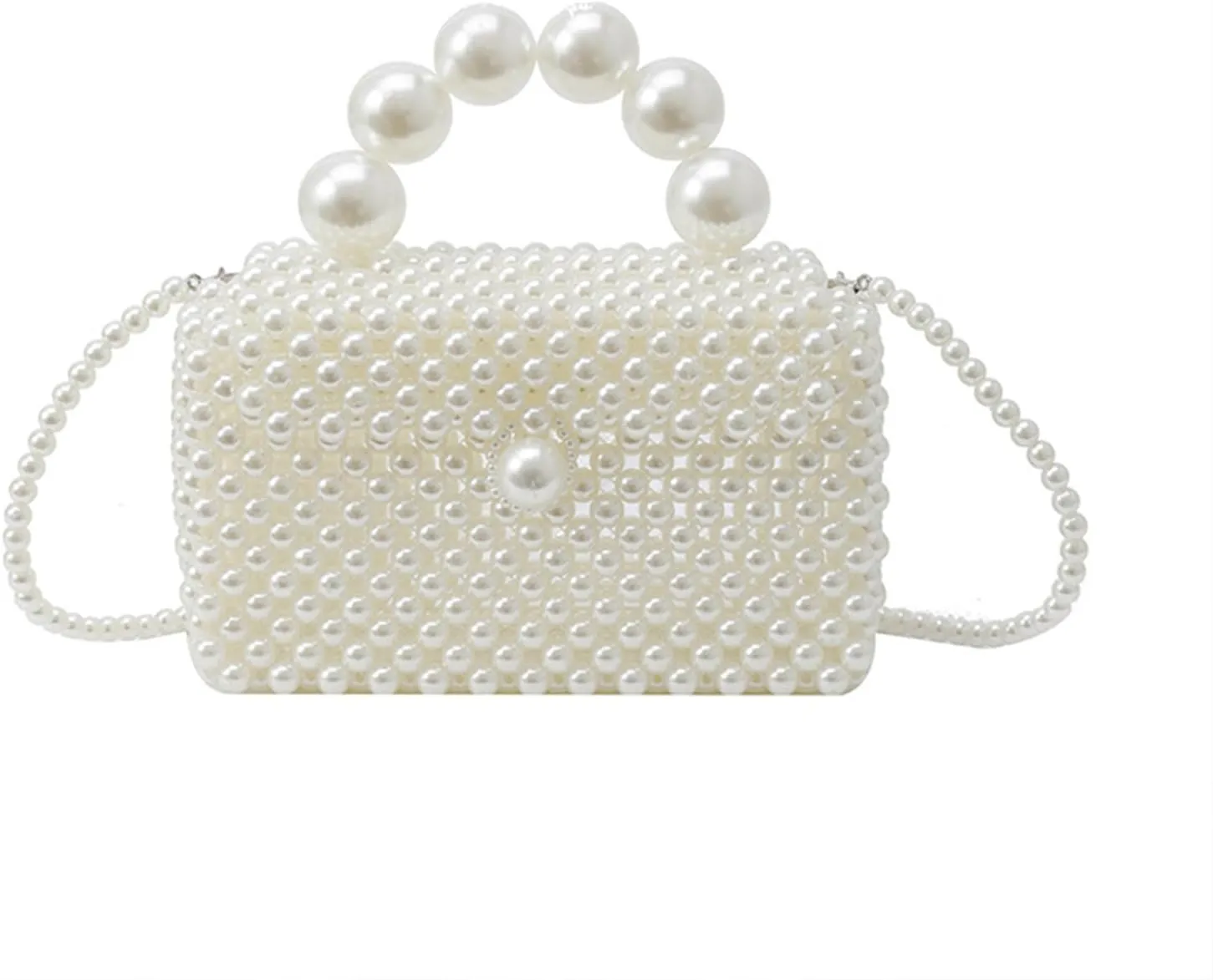 Beaded Purse Pearl Beaded Handbag for Women Dressy Wedding Guest Bag Party Bridal Accessory Daily Fashionable Handbags