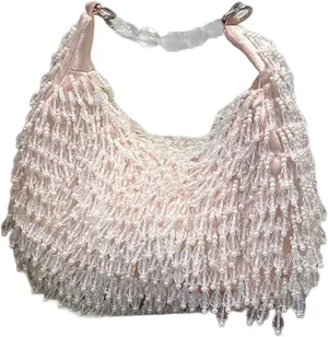 Beaded Purse Pearl Beaded Handbag for Women Evening Bags Fringe Dressy Wedding Guest Clutch Party Bridal Accessory