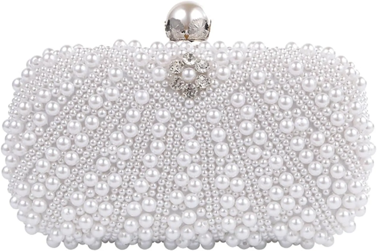 Beaded Purse Pearl Beaded Handbag for Women Glam Dressy Fashionable Wedding Guest Bag Party Bridal Accessory Gift