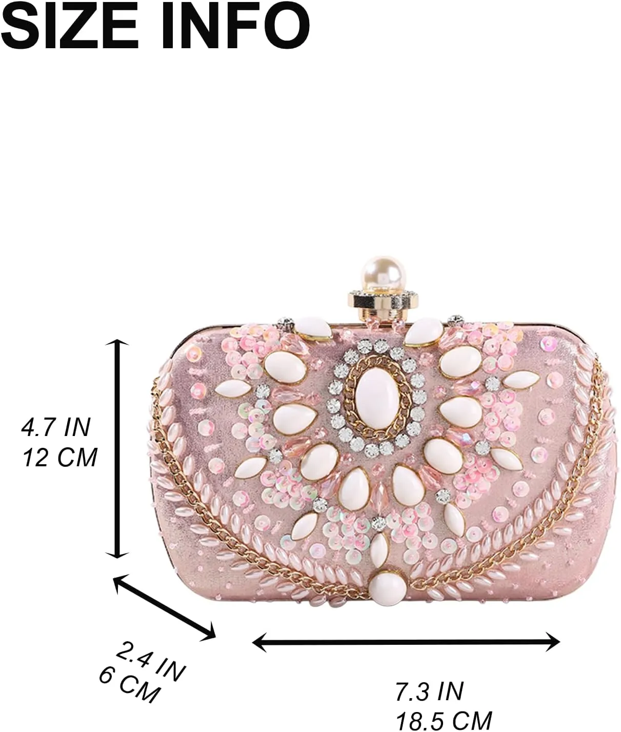 Beaded Purse Pearl Diamond Beaded Handbag for Women Satin Dressy Evening Wedding Guest Bag Party Bridal Accessory