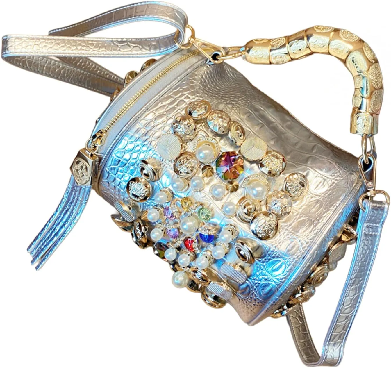 Beaded Purse Pearl Rhinestone Vintage Evening Beaded Handbag for Women Dressy Wedding Guest Bag Party Bridal Accessory