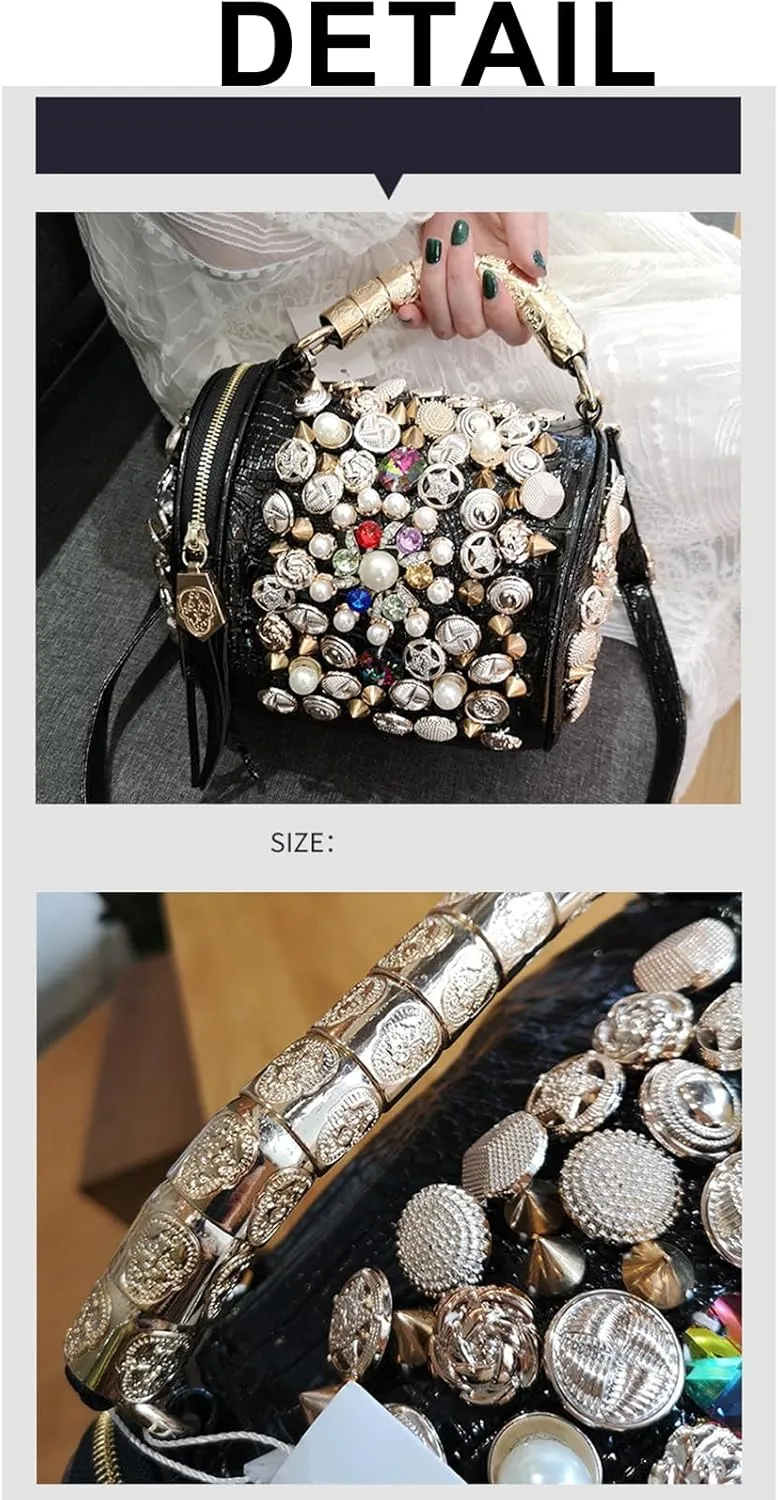 Beaded Purse Pearl Rhinestone Vintage Evening Beaded Handbag for Women Dressy Wedding Guest Bag Party Bridal Accessory
