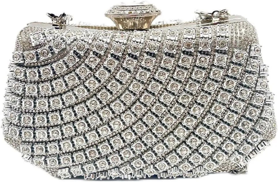 Beaded Purse Rhinestone Diamond Glam Evening Beaded Handbag for Women Dressy Wedding Guest Bag Party Bridal Accessory Use