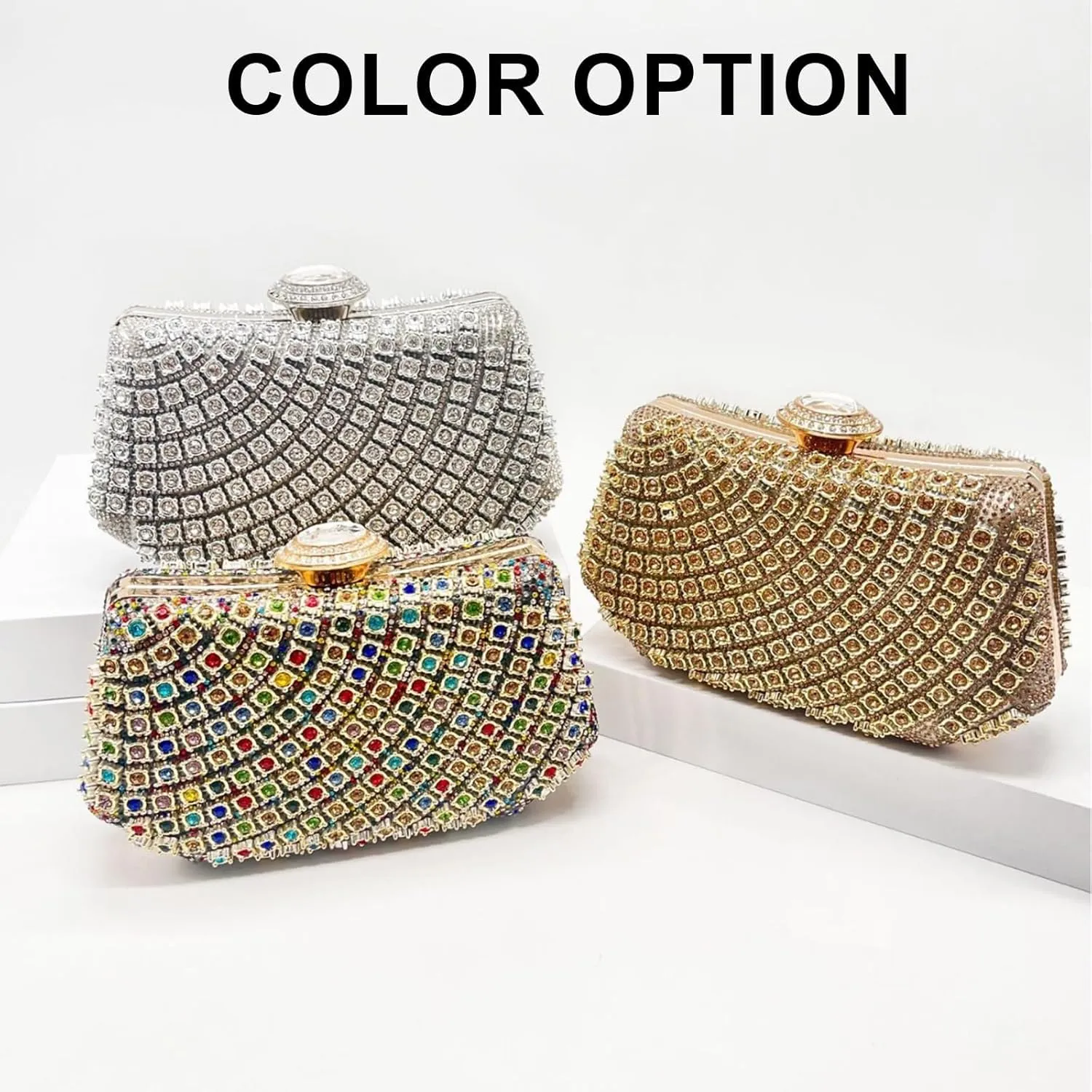 Beaded Purse Rhinestone Diamond Glam Evening Beaded Handbag for Women Dressy Wedding Guest Bag Party Bridal Accessory Use