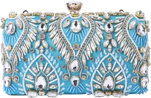 Beaded Purse Rhinestone Evening Beaded Clutch Handbag for Women Dressy Wedding Bachelorette Party Guest Bag Bridal Accessory