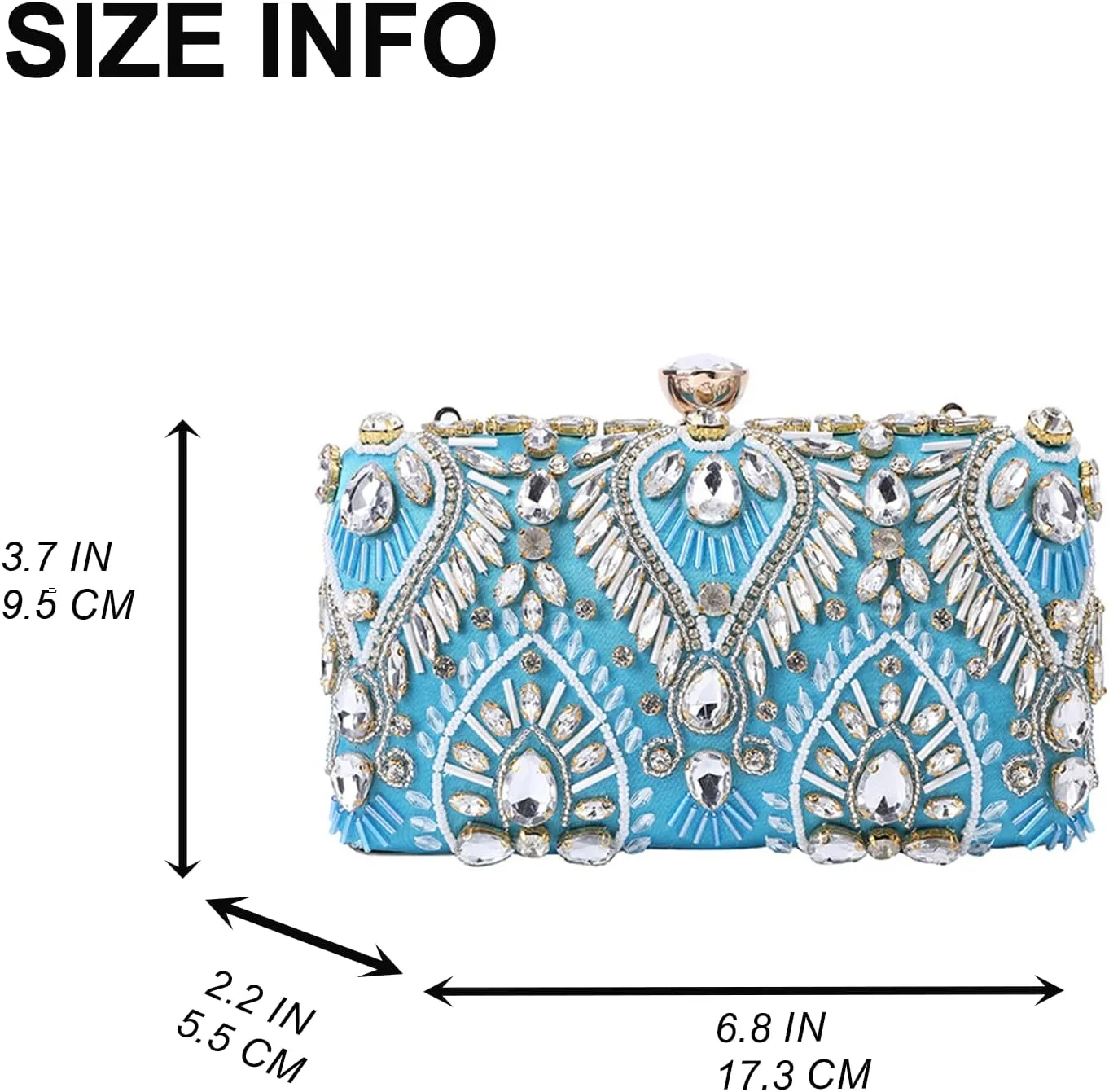 Beaded Purse Rhinestone Evening Beaded Clutch Handbag for Women Dressy Wedding Bachelorette Party Guest Bag Bridal Accessory