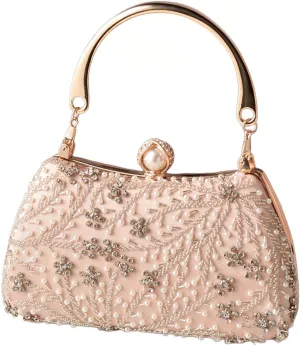Beaded Purse Rhinestone Flower Evening Beaded Handbag for Women Dressy vintage Wedding Guest Bag Party Bridal Accessory