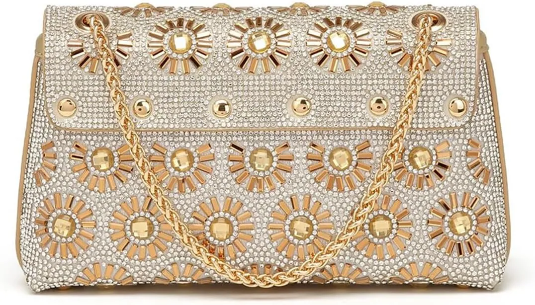Beaded Purse Rhinestone Sunflower Evening Beaded Handbag for Women Dressy Wedding Guest Bag Party Bridal Accessory Stresswear