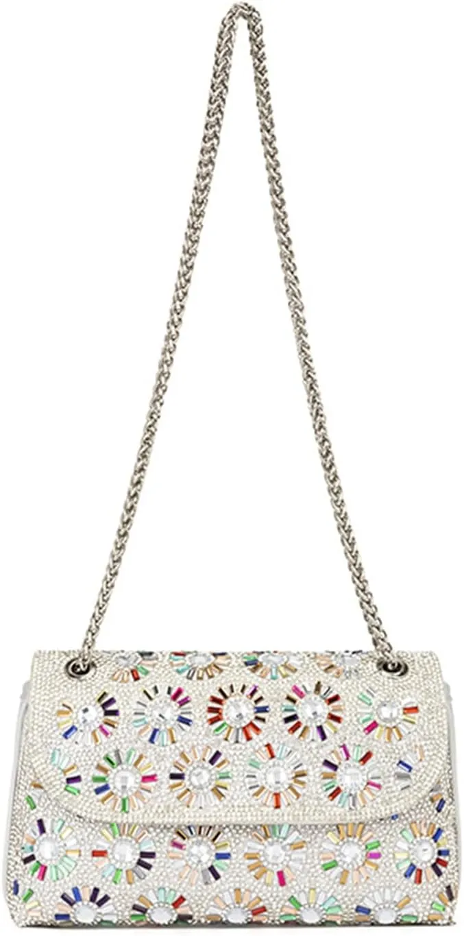 Beaded Purse Rhinestone Sunflower Evening Beaded Handbag for Women Dressy Wedding Guest Bag Party Bridal Accessory Stresswear