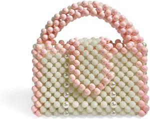 Beaded Purse Top Handle Evening Beaded Clutch Handbag for Women Dressy Wedding Bachelorette Party Guest Bag Bridal Accessory