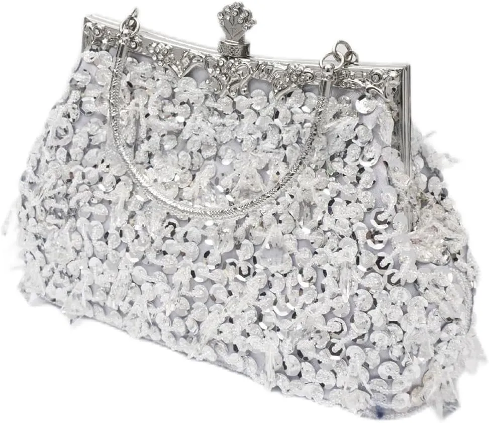 Beaded Purse Top Handle Evening Beaded Vintage Handbag for Women Dressy Wedding Guest Bag Party Bridal Accessory