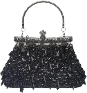 Beaded Purse Top Handle Evening Beaded Vintage Handbag for Women Dressy Wedding Guest Bag Party Bridal Accessory