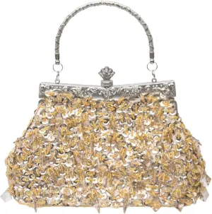 Beaded Purse Top Handle Evening Beaded Vintage Handbag for Women Dressy Wedding Guest Bag Party Bridal Accessory