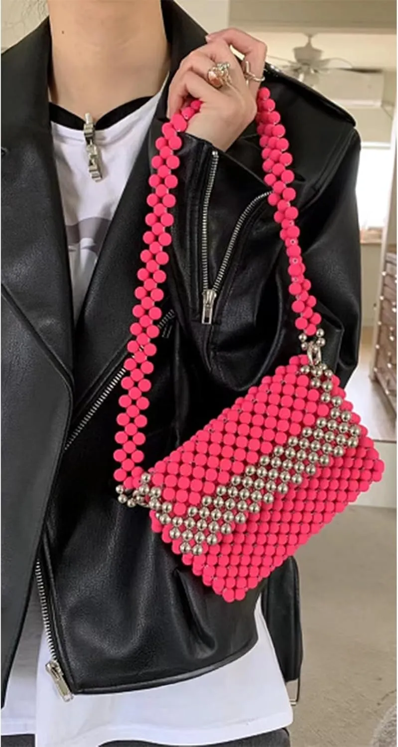Beaded Purse Vintage Shoulder Bags for Women Formal Bag Fashionable Purse with Rope Strap cocktail Party Daily Use