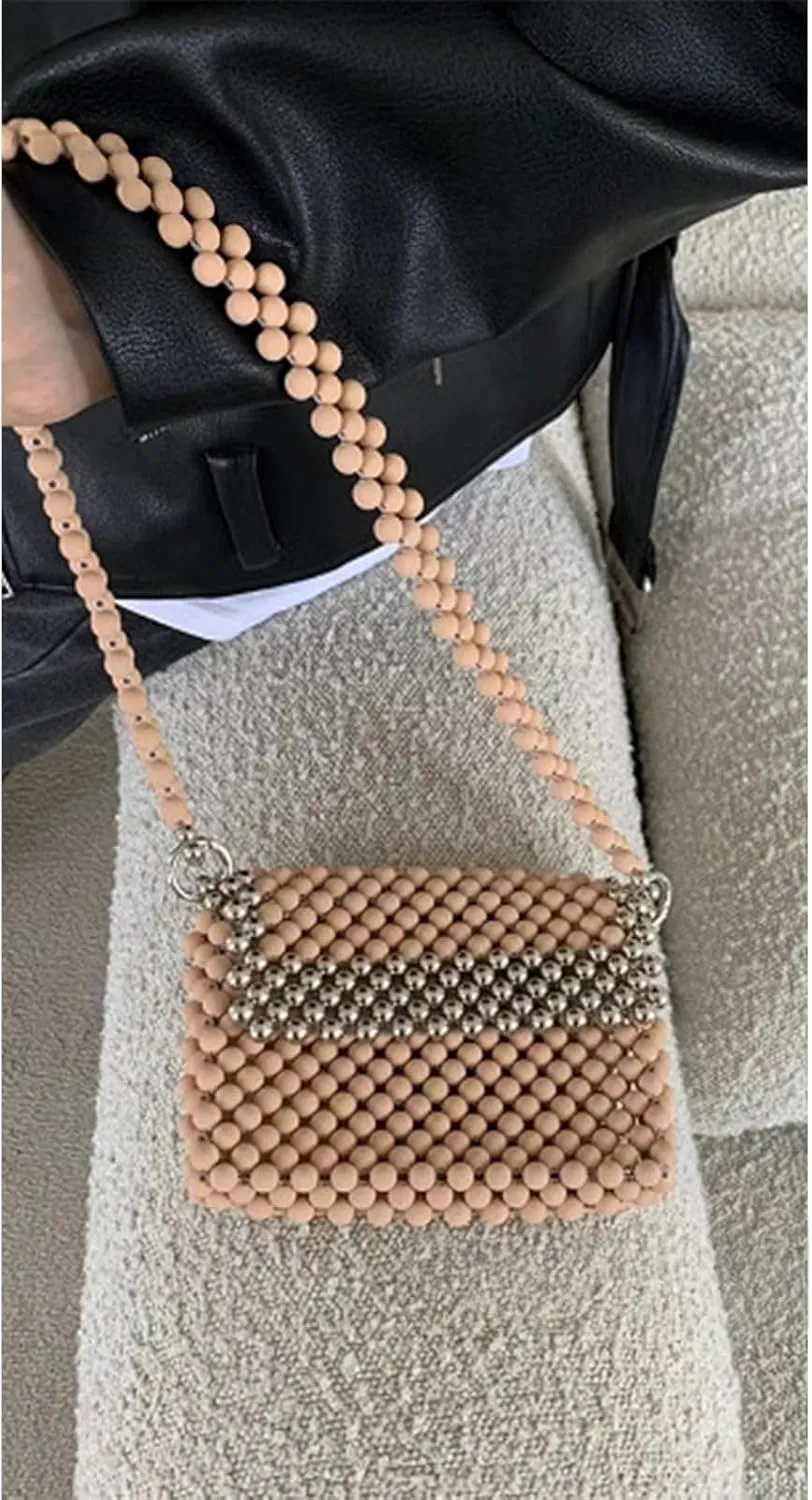 Beaded Purse Vintage Shoulder Bags for Women Formal Bag Fashionable Purse with Rope Strap cocktail Party Daily Use