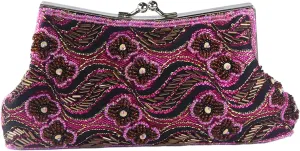 Beaded Purse Wavy and Flower Print Evening Beaded Handbag for Women Dressy Wedding Guest Bag Party Bridal Accessory