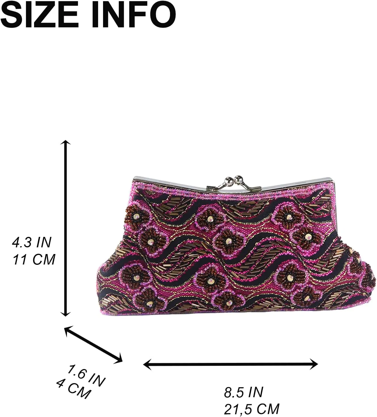 Beaded Purse Wavy and Flower Print Evening Beaded Handbag for Women Dressy Wedding Guest Bag Party Bridal Accessory