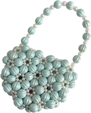 Beaded Purse Y2K Heart Shaped Acrylic Pearl Beaded Wristlet Bag for Women Mini Handbag Sweet Party Shoulder Clutch Wedding