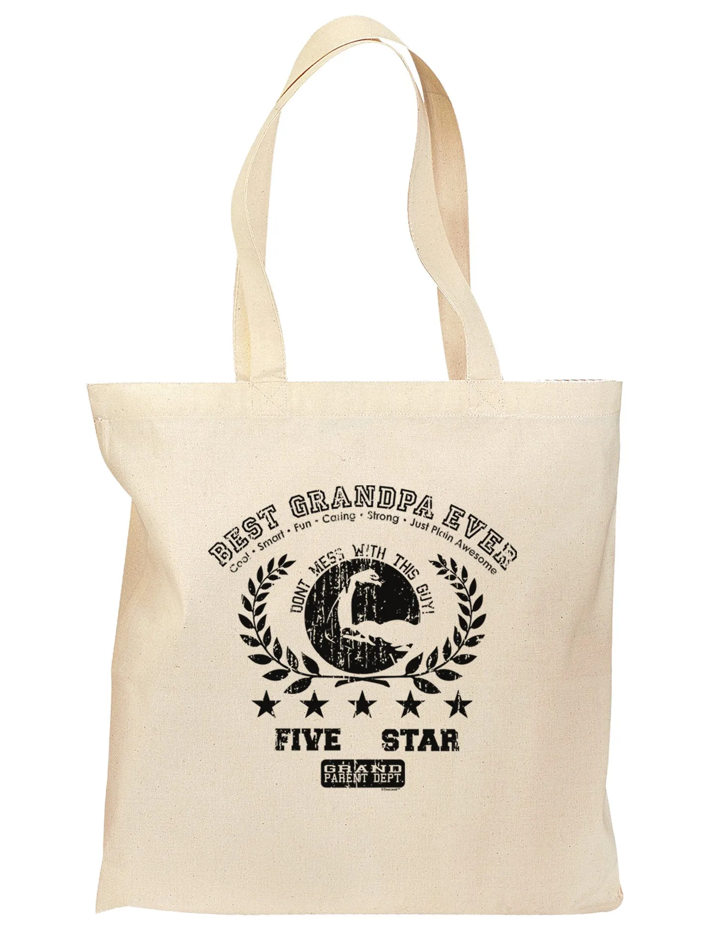 Best Grandpa Ever Distressed Collegiate Grocery Tote Bag