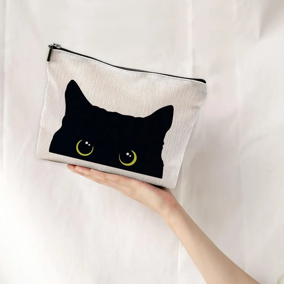 Black Cat Makeup Bag - Kitty Cosmetic Bags for Women, Cat Lovers Gifts, Cat Mom Gifts, Small Makeup Bag for Purse