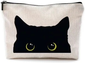Black Cat Makeup Bag - Kitty Cosmetic Bags for Women, Cat Lovers Gifts, Cat Mom Gifts, Small Makeup Bag for Purse