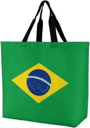 Brazil Flag Brazilian Shopping Bag Mans Woman Reusable Tote Bags Travel Totes Foldable Shoulder Bags