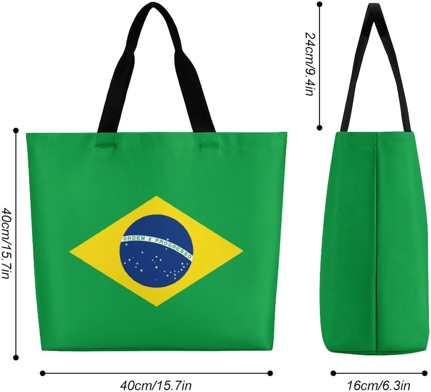 Brazil Flag Brazilian Shopping Bag Mans Woman Reusable Tote Bags Travel Totes Foldable Shoulder Bags
