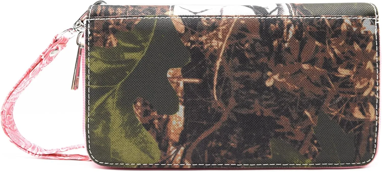 Camouflage Western Style Totes Studded Floral Handbag Tooled Leather Purse Country Women Shoulder Bag Zipper Wallet Set