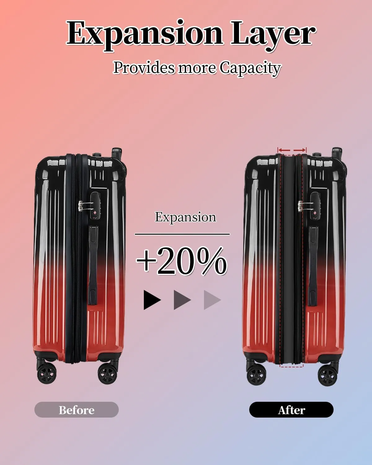 Carry On Luggage, 20 Inch Expandable Hardside Carry On Suitcase With Wheels, Hardshell Spinner Small Luggage with TSA Lock