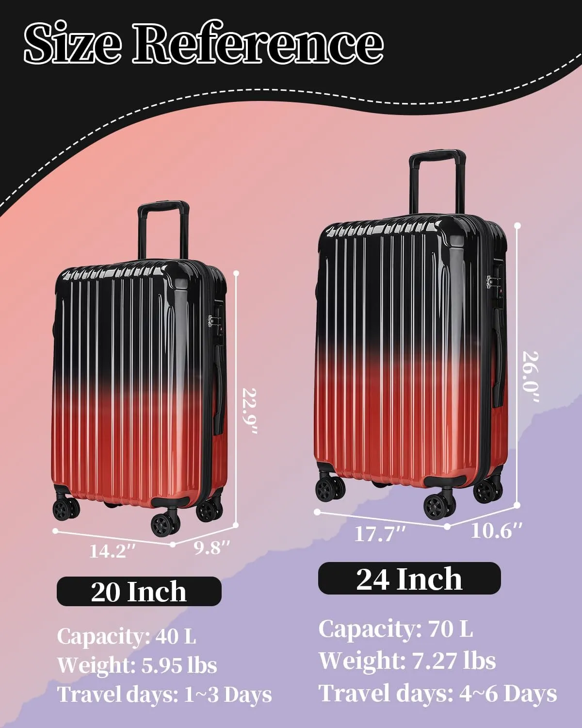 Carry On Luggage, 20 Inch Expandable Hardside Carry On Suitcase With Wheels, Hardshell Spinner Small Luggage with TSA Lock