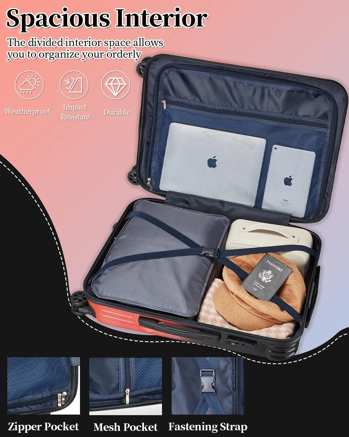 Carry On Luggage, 20 Inch Expandable Hardside Carry On Suitcase With Wheels, Hardshell Spinner Small Luggage with TSA Lock