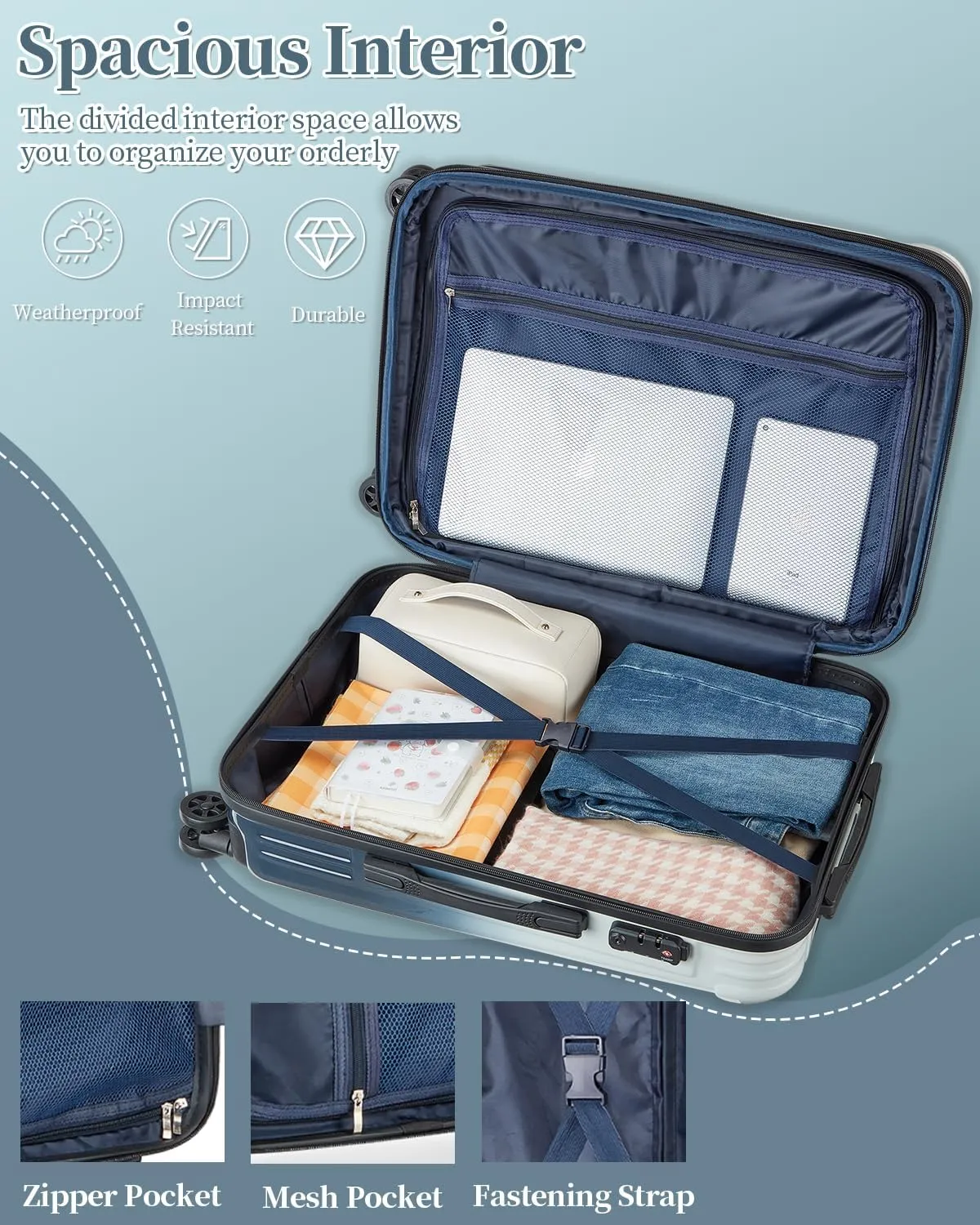 Carry On Suitcase, 20 Inch Carry On Luggage with Wheels, Hardside Large Suitcases with Wheels, TSA Lock