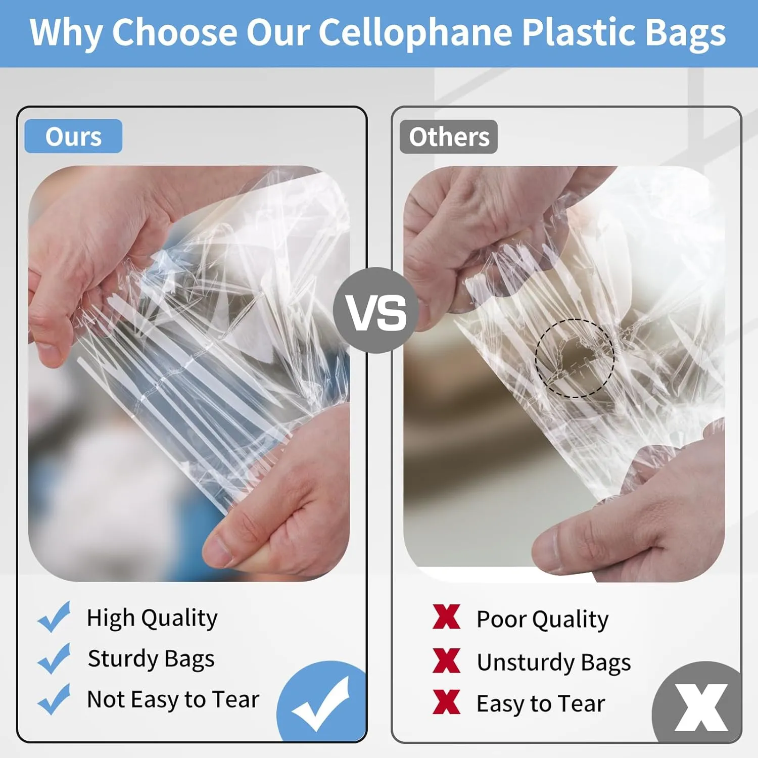 Cellophane Bags, 100 Pcs Resealable Clear Poly Bags for Clothes, Party Favors, Artwork & Decorative Wrappers(10x14)