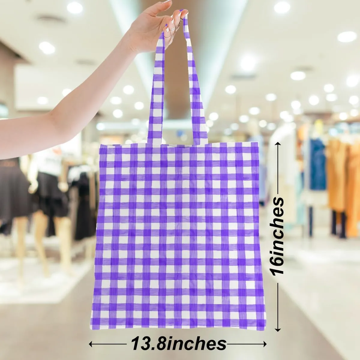 Checkered Tote Bag, Preppy Gingham Weekend Bag, Aesthetic Checked Reusable Grocery Bags for Shopping Gym Vacation