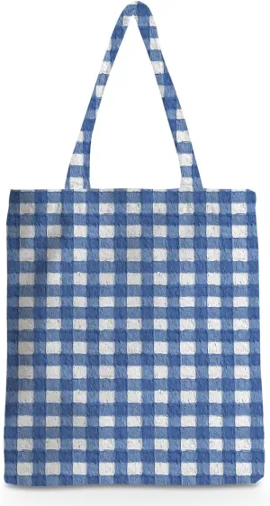 Checkered Tote Bag, Preppy Gingham Weekend Bag, Aesthetic Checked Reusable Grocery Bags for Shopping Gym Vacation