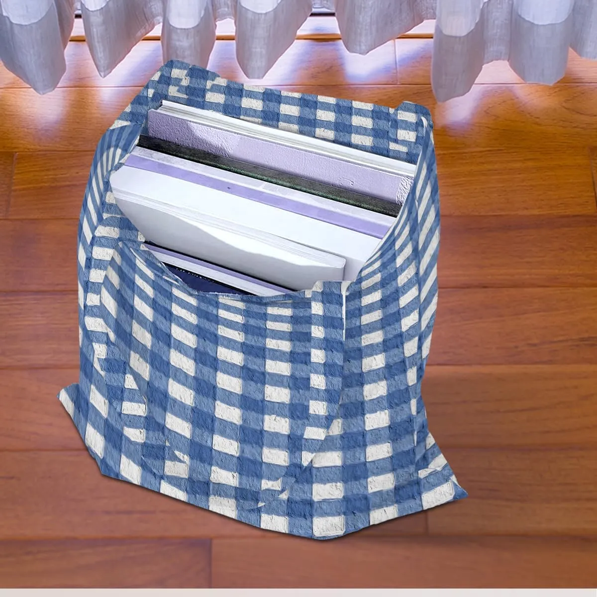 Checkered Tote Bag, Preppy Gingham Weekend Bag, Aesthetic Checked Reusable Grocery Bags for Shopping Gym Vacation