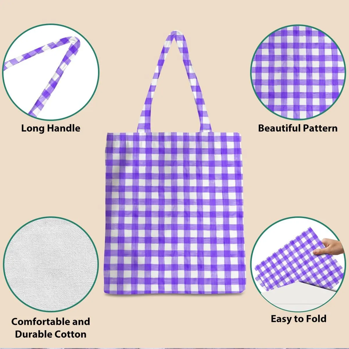 Checkered Tote Bag, Preppy Gingham Weekend Bag, Aesthetic Checked Reusable Grocery Bags for Shopping Gym Vacation