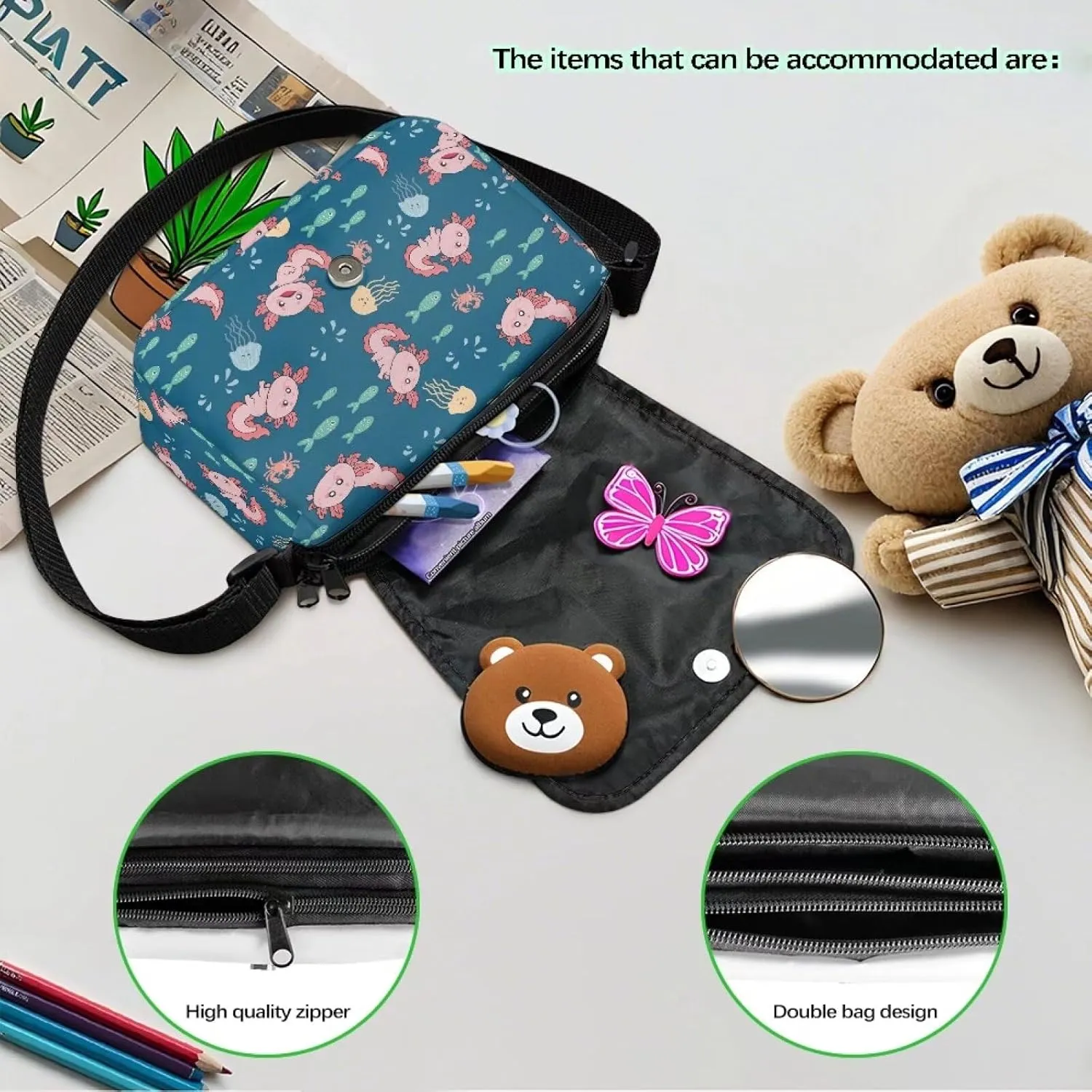 Children's Flap Crossbody Bag with Adjustable Strap for Daily Use