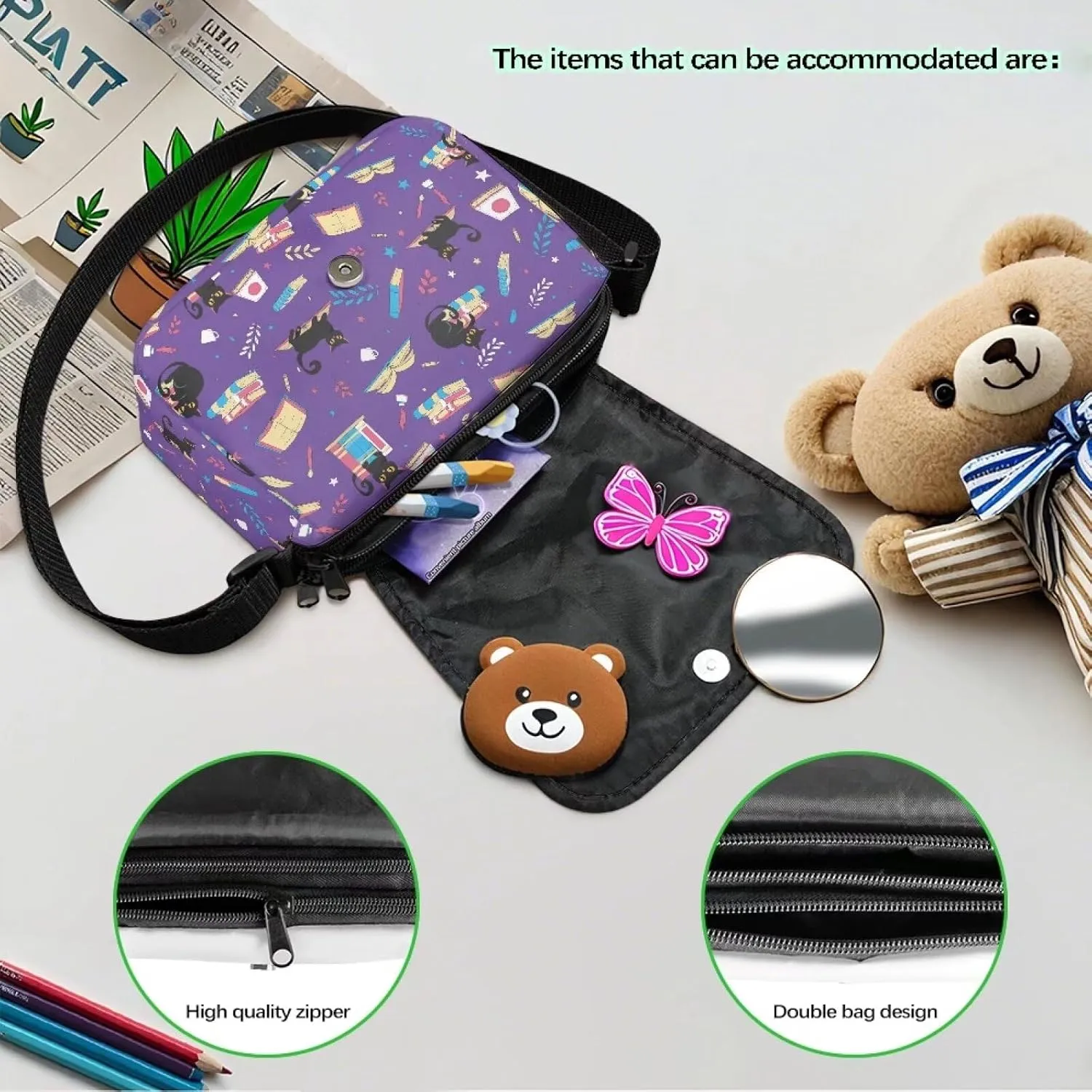 Children's Flap Crossbody Bag with Adjustable Strap for Daily Use