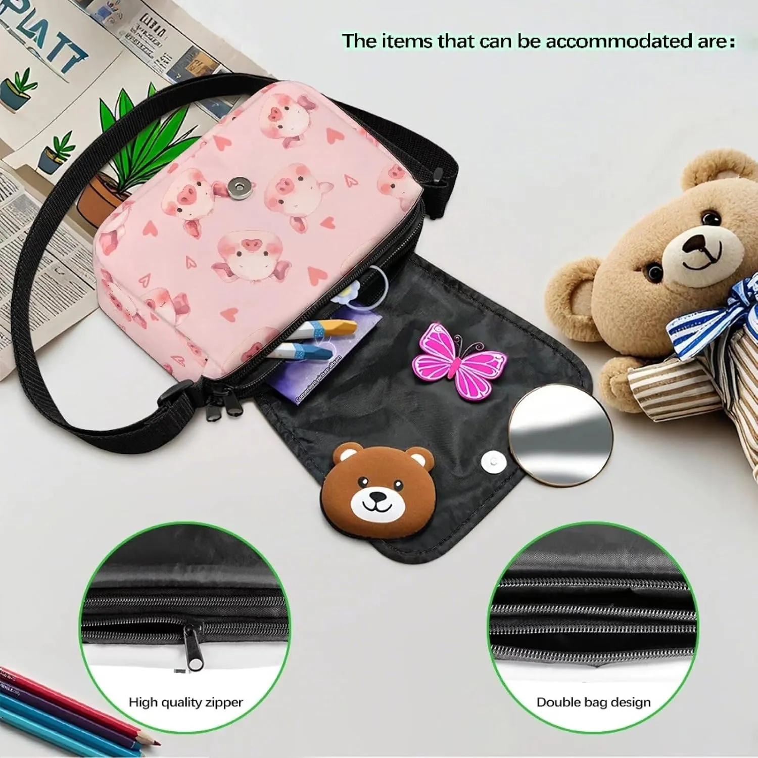 Children's Flap Crossbody Bag with Adjustable Strap for Daily Use